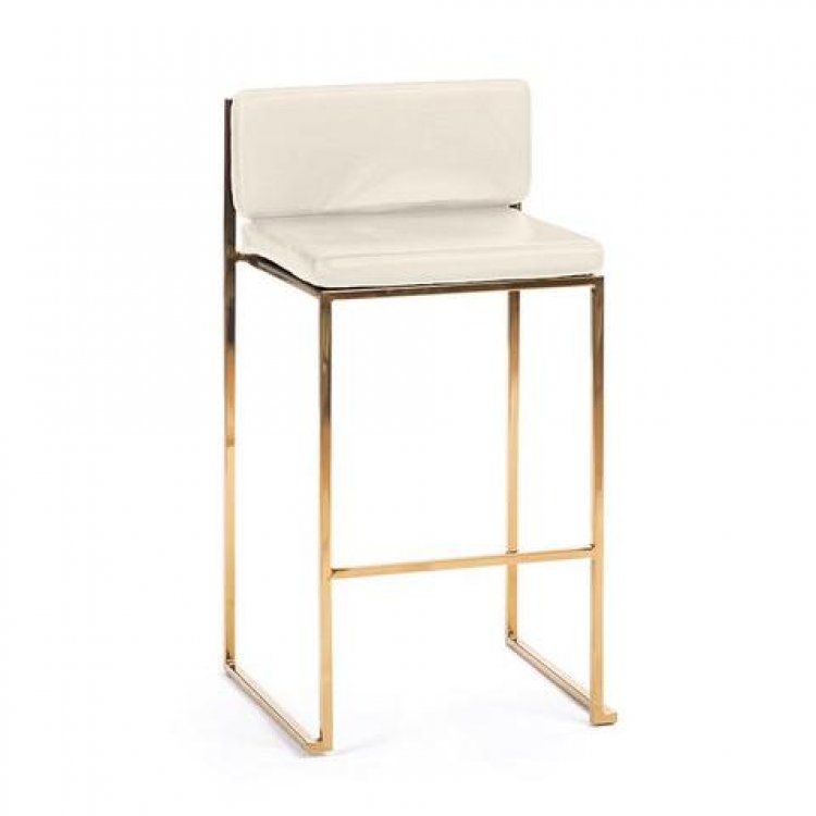 Bar Stool - White Cushion - Paramount Gold Frame
