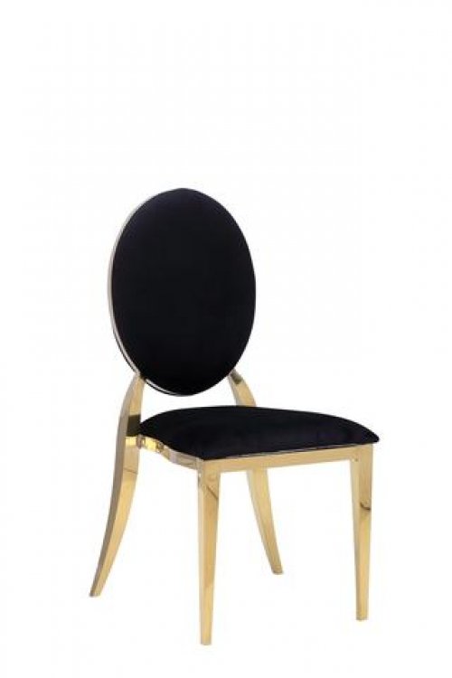 Dining Chair - Garbo - Black Velvet with Polished Gold Frame