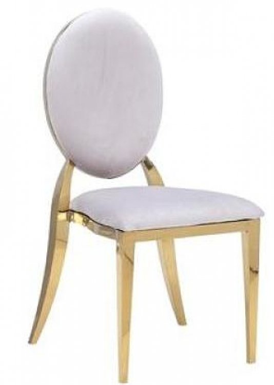 Dining Chair - Garbo - White with Polished Gold Frame