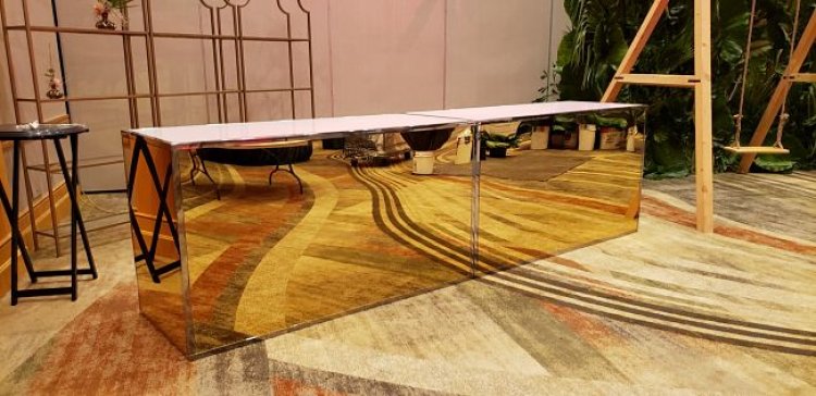 Bar - 6ft Straight- Gold Front/Sides/ Stainless Frame