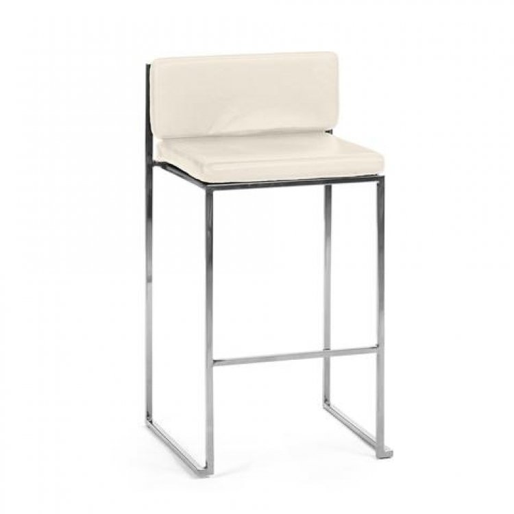 Bar Stool - White Cushion - Paramount Silver Frame