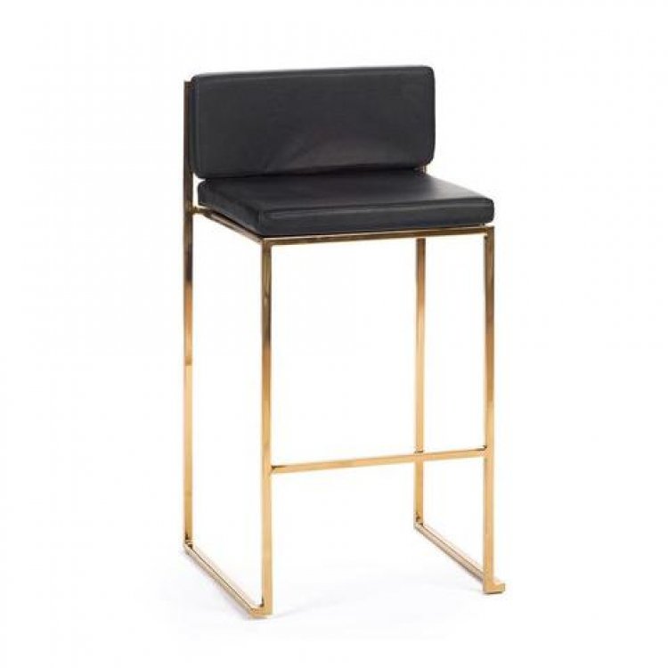 Bar Stool - Black Cushion - Paramount Gold Frame