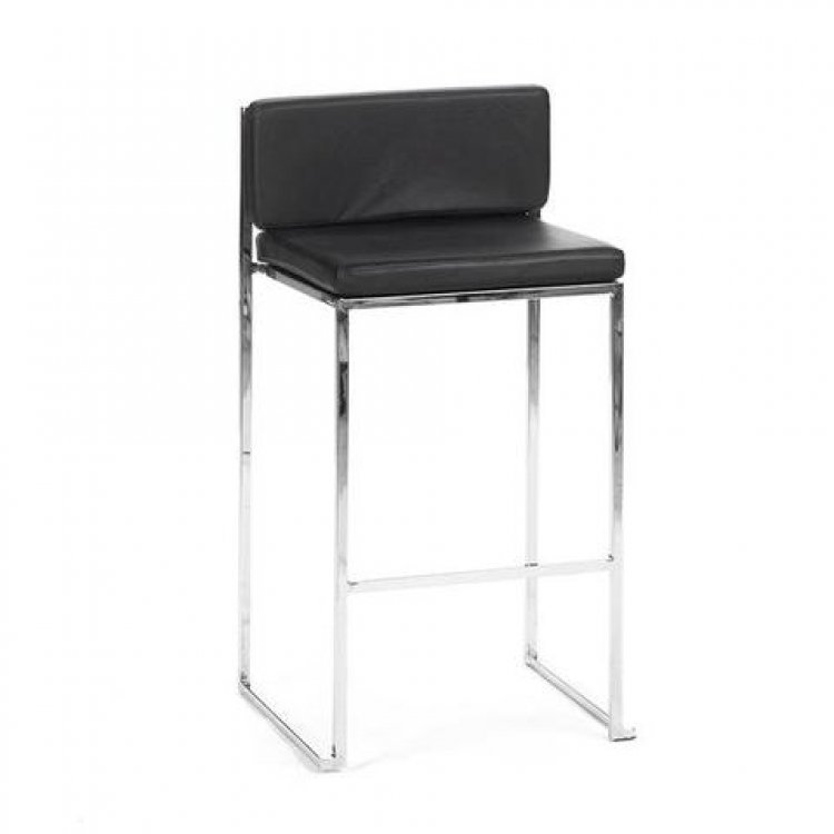 Bar Stool - Black Cushion - Paramount Silver Frame
