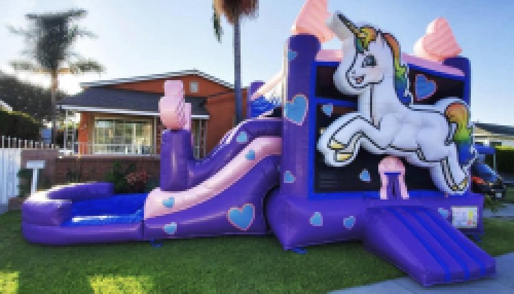 Unicorn bounce house combo with slide for rent in Phoenix Arizona