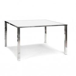 Avalon Communal Table - Silver Frame/Mirror top - BAR HEIGHT
