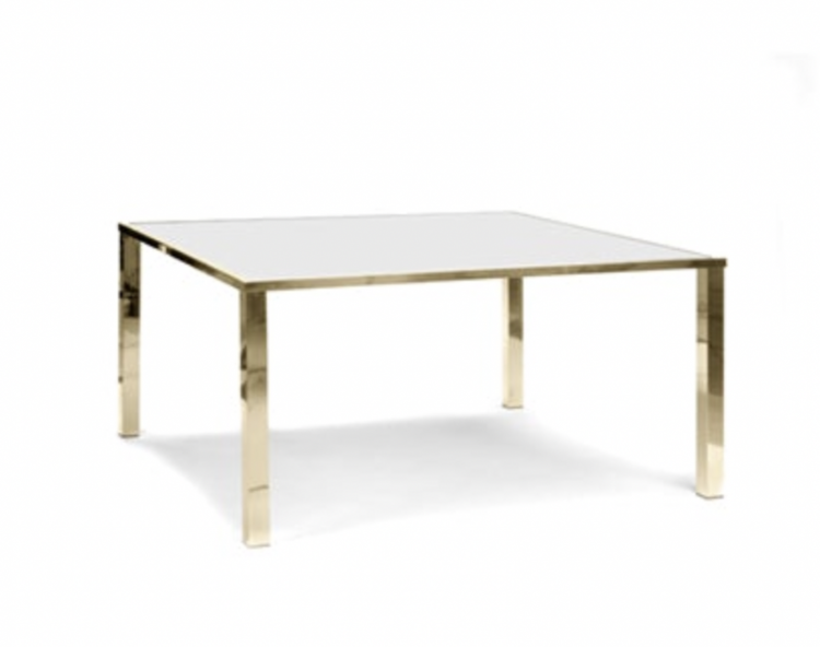 Avalon Communal Table - Gold Frame/White Top - BAR HEIGHT