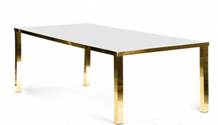 Metropolitan Dining Table - Gold Frame/White Top - DINING HE