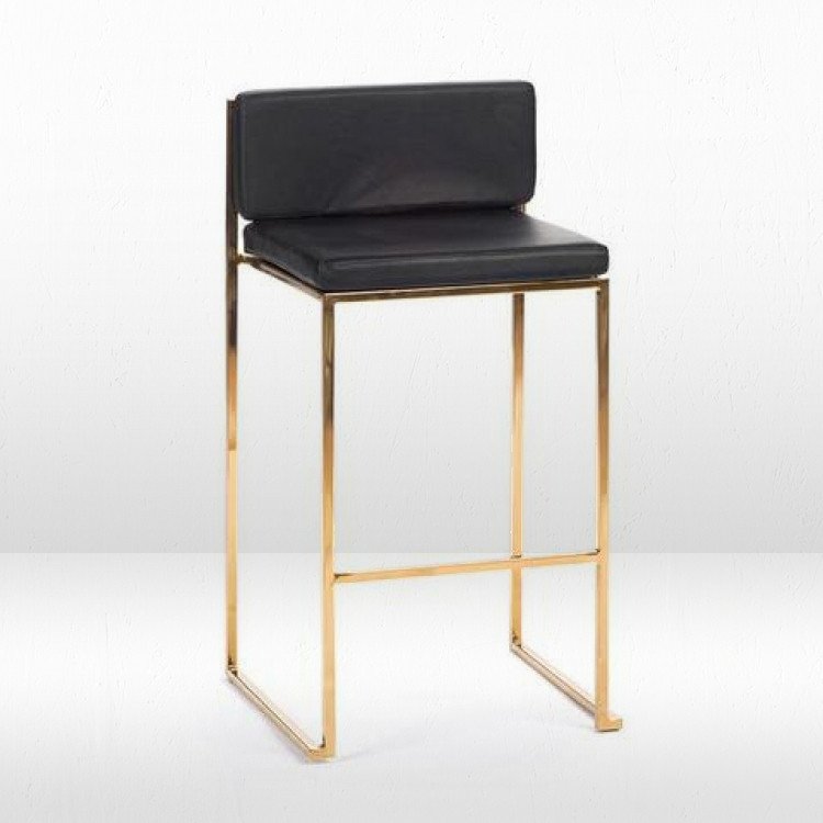 Bar Stool - Black Cushion - Paramount Gold Frame