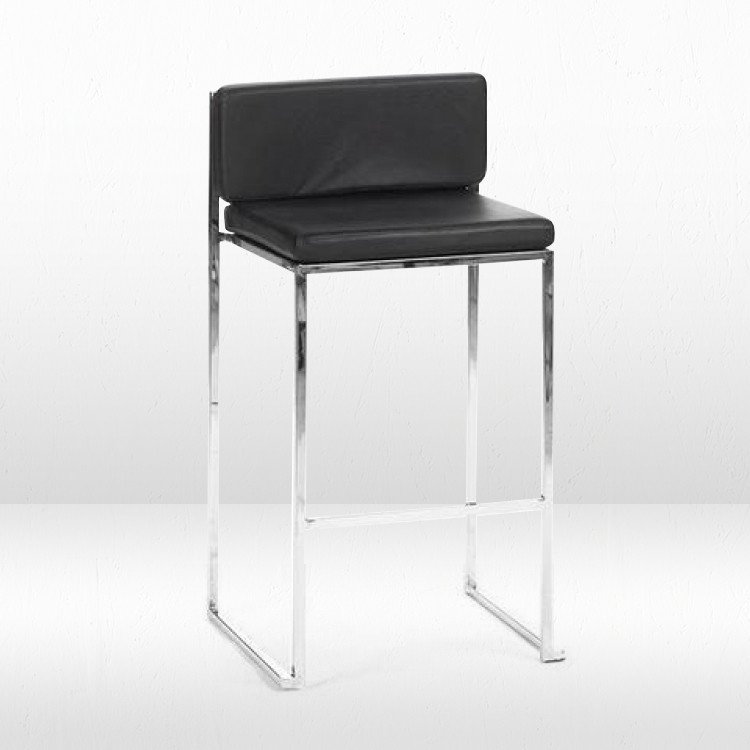 Bar Stool - Black Cushion - Paramount Silver Frame