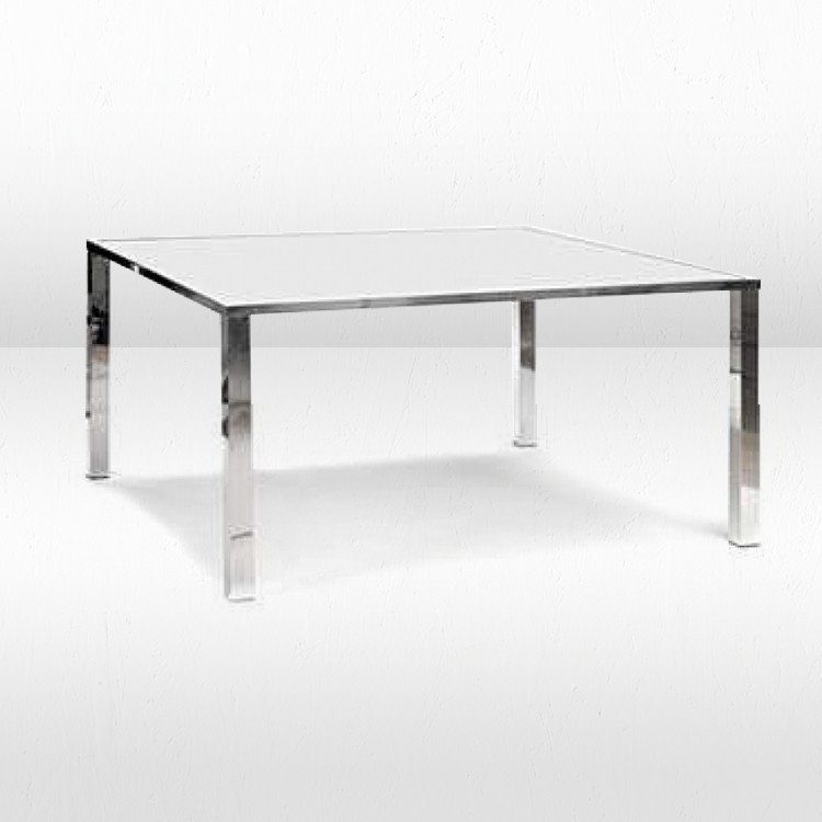 Avalon Dining Table - Silver Frame/White Top - DINING HEIGHT