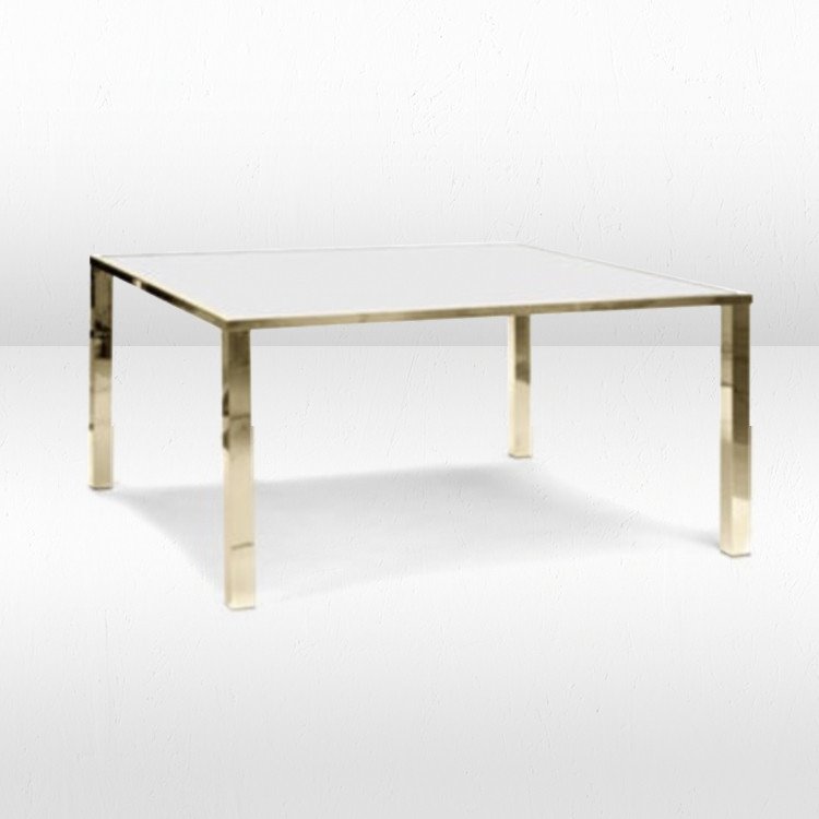 Avalon Dining Table - Gold Frame/White Top - DINING HEIGHT
