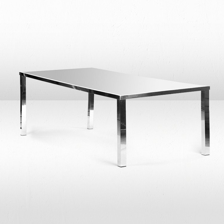 Metropolitan Dining Table - Silver Frame/White Top - DINING 
