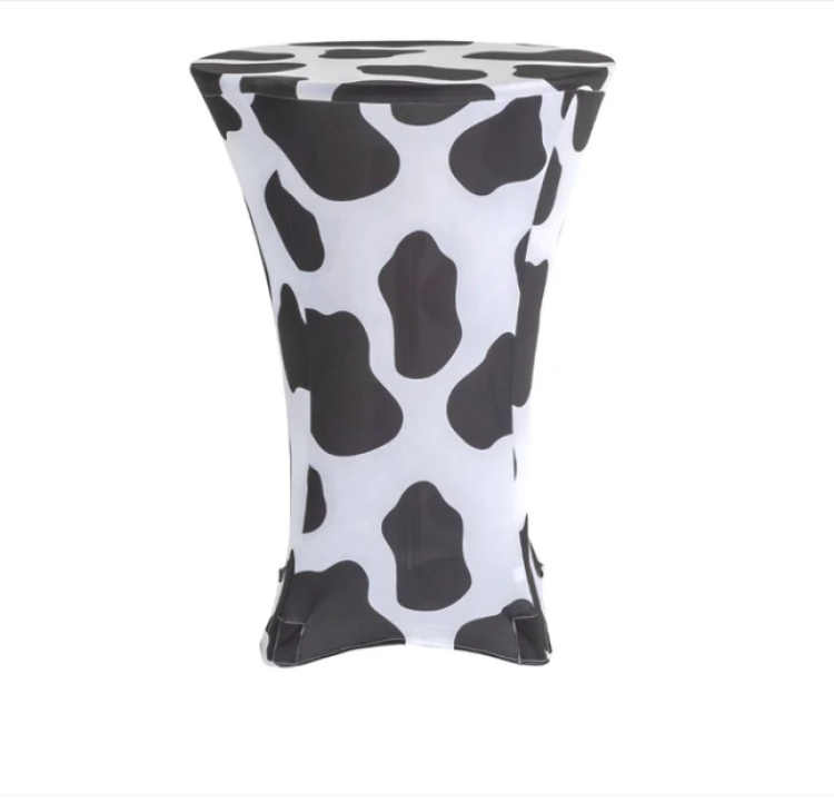 Cow Print Spandex Cocktail Table Cover