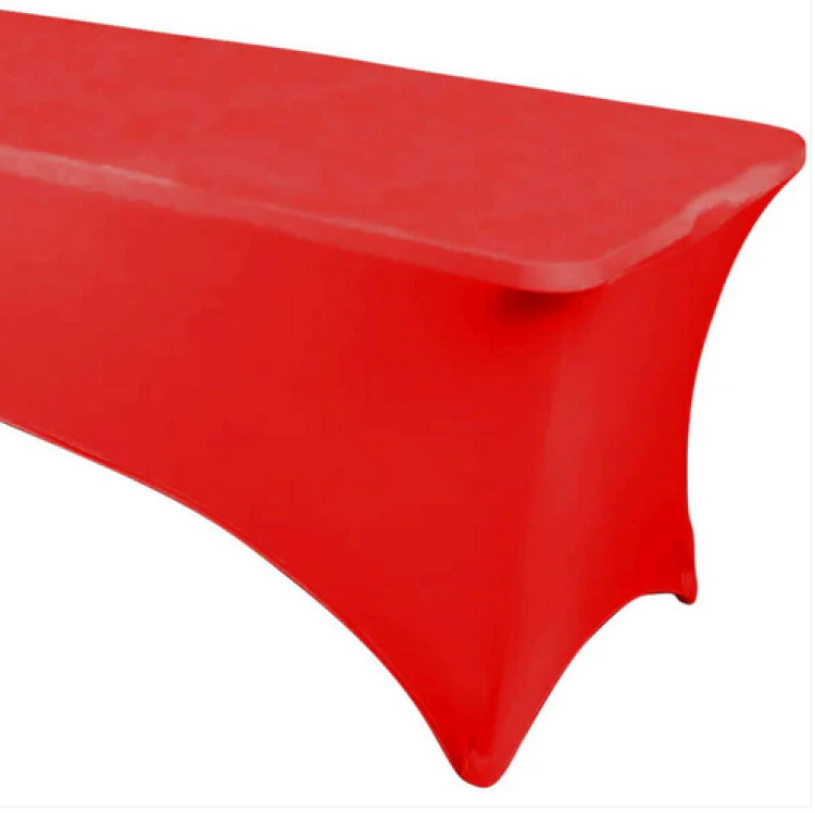 Red Stretch Spandex Rectangle Tablecloth 6ft